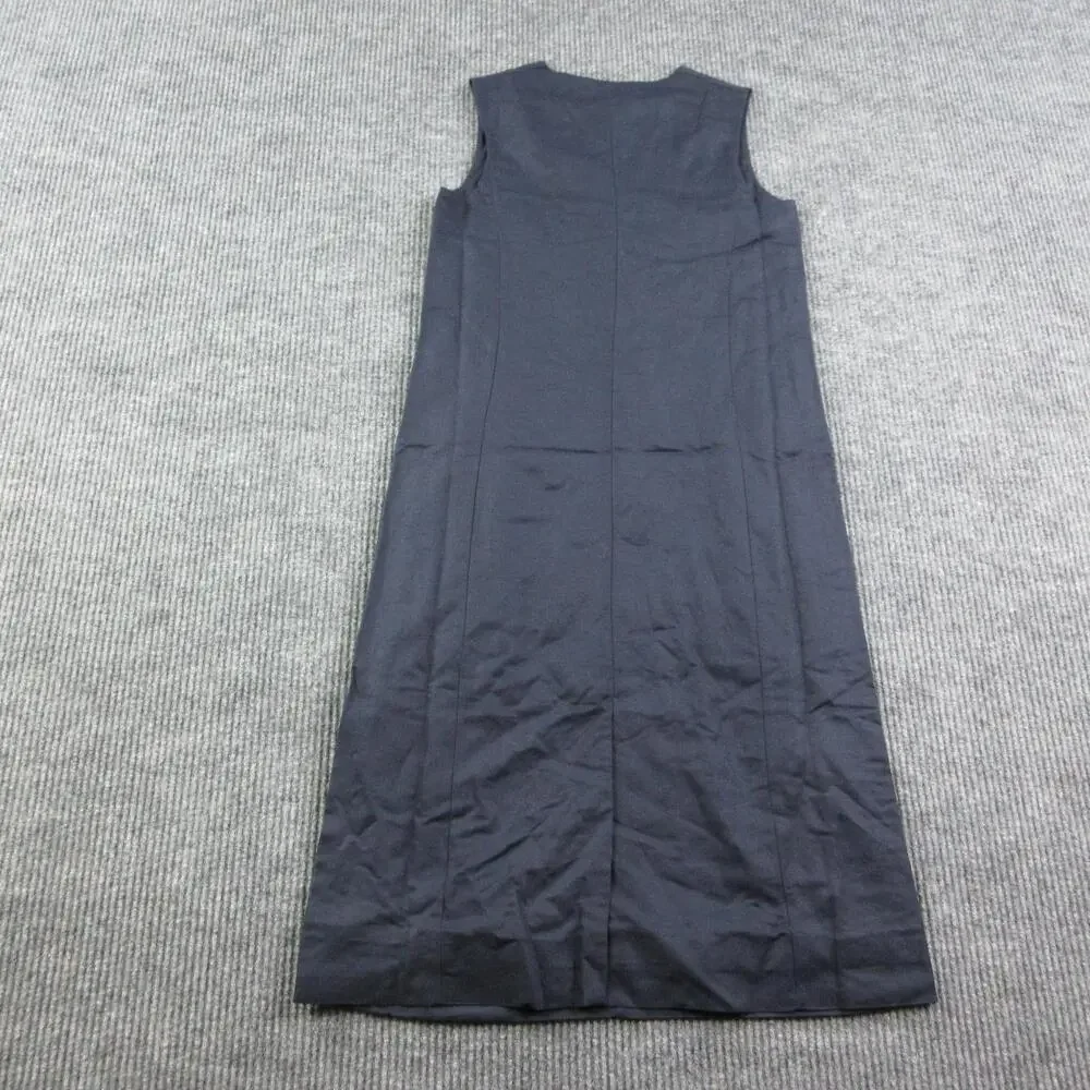 COS Dress Womens 6 Blue V-Neck Long Shift Tie String Lined Pullover Linen NWT